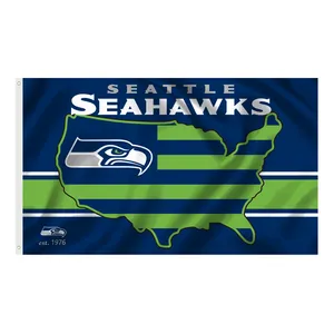 Groothandel 100% Polyester Voetbal Team Vlag Goedkope Prijs 3X5 Ft Polyester Seattle Seahawks Vlaggen