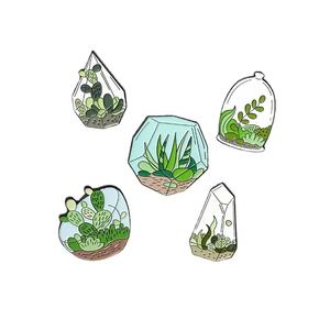 Épingles en émail de plantes en pot uniques personnalisées en gros Terrarium Cactus <span class=keywords><strong>Aloe</strong></span> Broches Épinglette pour enfants et amis - Product Image 5