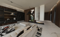 Villa d'hôtel au design moderne italien de luxe, architecture, rendu 3D, service de design d'intérieur avec mobilier