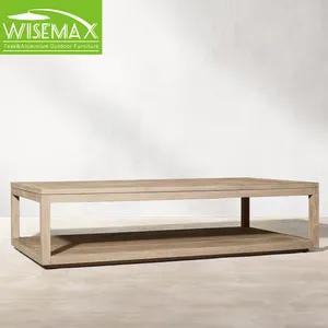 WISEMAX FURNITURE Estilo nórdico moderno muebles de patio al aire libre mesa auxiliar patas de madera de teca duraderas con juego de mesa de comedor para Villa