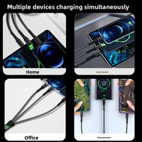Kabel Ponsel 3 in 1 100w 1.2m Pengisian Cepat Kabel Data Transparan Dengan Lampu Malam untuk Ponsel