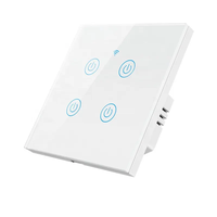 4 Gang Tuya Smart Home EU UK Panel Kaca Temper Tuya Saklar Dinding Sentuh Listrik Wifi Smart Switch