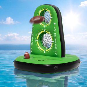 Bestseller <b>Inflatable</b> Football Toss Target <b>Pool</b> Game with 4 Water Footballs 2 Pumps Stable Base Floating Water Game <b>for</b> Kids - Product Image 1