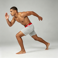 Boxers de sport pour hommes, sous-vêtements en coton extensible doux, ceinture élastique large, sous-vêtements personnalisés avec logo pour la course à pied et l'entraînement