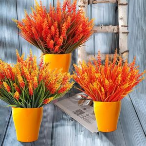 Ornement de tiges de blé artificielles d'automne, grappes de céréales, herbe de simulation, verdure, plante en pot pour jardin, cour, salon - Product Image 1