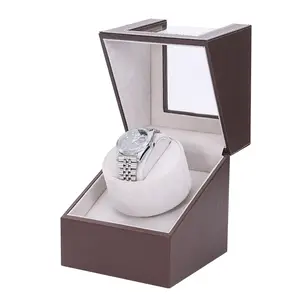 Hot Sale Economic Clear View PU Leather Single Watch Winderring Winder Box Automatic Watch Box