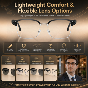Gafas Inteligentes con IA, Traducción en Tiempo Real en Más de 164 Idiomas, Gafas de Audio Ligeras de 25 g, Captura de Video 1080P, IP67 - Product Image 4