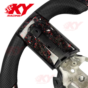 Volant sport personnalisé en fibre de carbone à dessus plat pour Ford Mustang GT V6 Shelby Cobra Bullitt 2004-2010 - Product Image 2