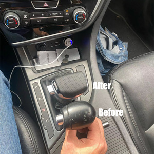 Hyundai Kia Car Gear <b>Shift</b> <b>Knob</b> Perforated Suede Wood Grain Carbon Fiber Texture Ergonomic Design For Auto Modification - Product Image 1