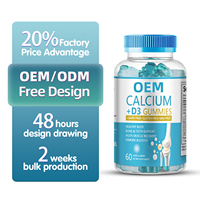 Supplément de soins de santé naturel direct d'usine OEM Gummies pour la résistance des os Soutient le calcium Vitamine D3 Fer Zinc Sélénium