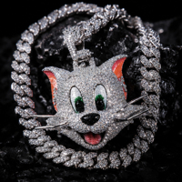 Colgante de Plata de Ley 925 con Moissanita y Diseño de Animal de Dibujos Animados, Accesorio de Lujo para Sesiones de Video Musicales