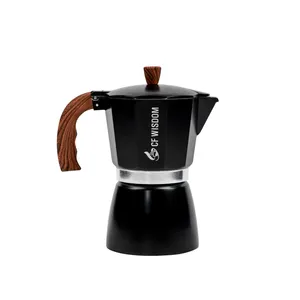 Logotipo personalizado de fábrica en estilo italiano clásico negro/varios colores aleación de aluminio café ligero máquina de café espresso Mocha pot