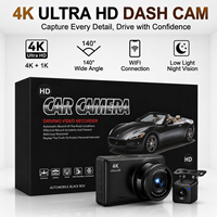 Kamera Dasbor 4K Dual Kamera WiFi G-Sensor HD Night Vision WiFi Layar IPS 3-inci Perekaman Loop Mode Parkir Kamera Dasbor 4K+1K