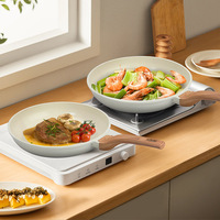 Ensemble de 3 ustensiles de cuisine domestiques 20/24/28 cm, sains, compatibles induction, comprenant poêle à steak, wok, poêle à frire et casserole antiadhésive en granit