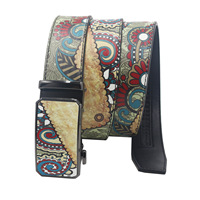 Ceinture JULUN pour Hommes – Style Western, Fabricants de Ceintures, Motif Paisley Ethnique Vintage, Boucle Automatique, Accessoire Décoratif Tendance pour Jean