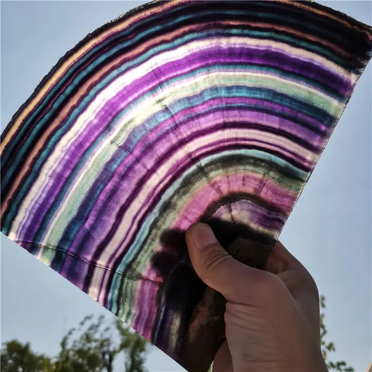 Полированный натуральный Радужный флюорит, необработанный кварцевый кристалл, режущие плиты, минеральный фиолетовый флюорит, камень для украшения дома