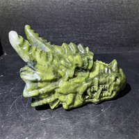 Artisanat en cristal naturel, têtes de dragon en jade XiuYan sculptées, pierres précieuses, dragon serpentine pour la guérison et l'amour, décoration intérieure