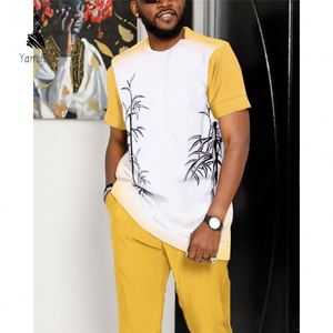 Kemeja Kasual Pria S-6XL Gaya Berjalan Santai Set Pendek Kaos Lengan Pendek O Neck Kaos Bermotif Kasual Kemeja dan Celana Etnik Afrika - Product Image 3