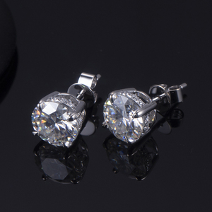 Joyería en Stock MSE-544 Pendientes Clásicos de Cuatro Garras en Oro Blanco de 18k con Diamantes Cultivados en Laboratorio de Forma Redonda - Product Image 4