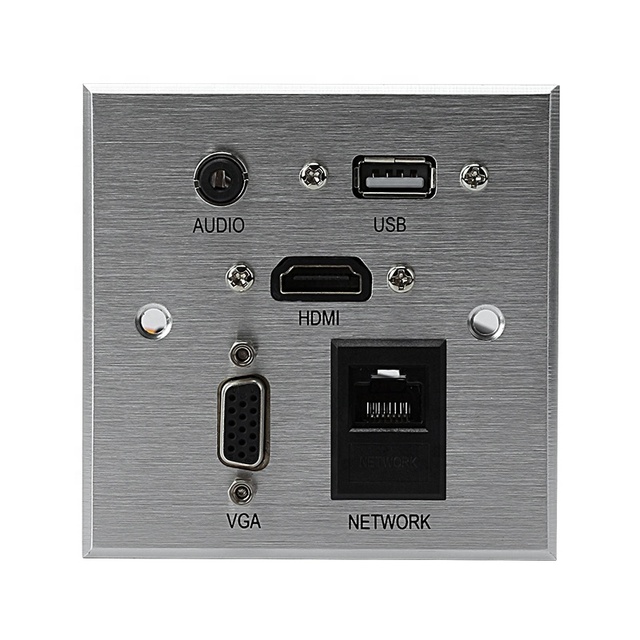 Multimedia Interface Audio Wall Face Plate with VGA HDTV RJ45 USB Port Cabling Wall Socket for Telecommunications Products