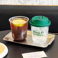 Gobelets jetables en plastique PET transparent en forme de U avec couvercles, à paroi simple, imprimés avec logo personnalisé, pour boissons froides, café, bubble tea