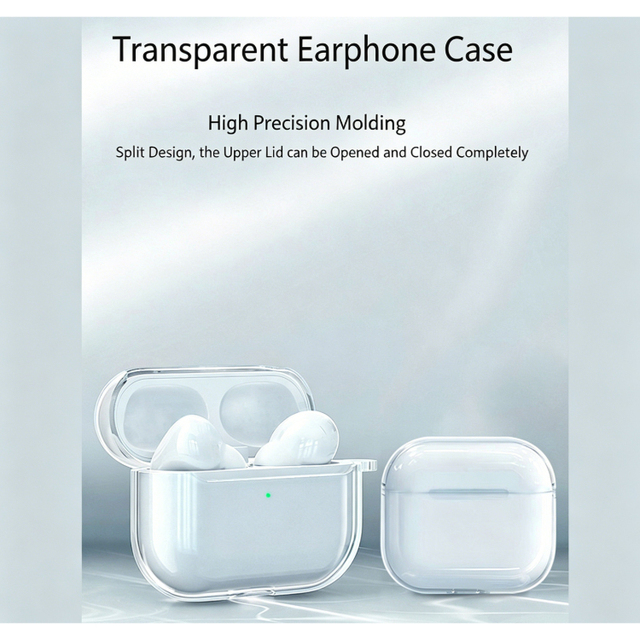 For AirPods 5 4 3 2 1 Keychain Transparent TPU Soft Case for AirPods Pro2 3 Earbuds Protective Cover Headphone Cases