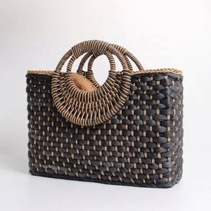 Bolso de Playa Hecho a Mano, Cuadrado, Color Negro, Gran Capacidad, con Asa Redonda - Product Image 2