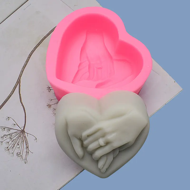 Diy Klassieke Franse Hartvormige Mousse Cakevorm Valentijnsdag Hand In Hand Aromatherapie Kaars Siliconen Mal