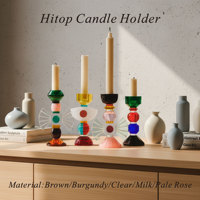 HITOP Porte-bougie en cristal fait main durable, transparent, rose, marron, noir, style moderne, décoration de table pour Noël, Pâques, maison