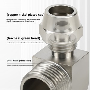 Raccord pneumatique rapide à tête hexagonale plaqué cuivre-nickel, coudé à 90 degrés, PL8-02, connecteur à écrou de blocage 1/3/4 pouces - Product Image 3