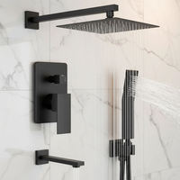 Ensemble de douche thermostatique mural en laiton à trois fonctions, design moderne, mitigeur monocommande, système de douche pluie