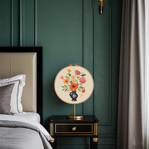 <span class=keywords><strong>Bordado</strong></span> personalizado de diseño de lujo decoración de la pared del hogar flor bordada <span class=keywords><strong>arte</strong></span> de la pared para la decoración de la sala de estar y pasillo - Product Image 3