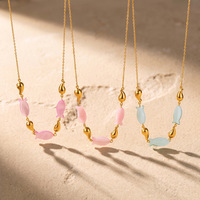 Collier Pendentif Poisson en Acrylique Goutte d'Eau, Acier Inoxydable 316L PVD, Étanche, Bijou Tendance