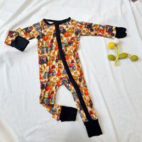 Layanan Cepat Kualitas Tinggi Kustomisasi Pola Halloween Cetak Bambu Tengkorak Labu Mode Ritsleting Dua Arah Rajutan Unisex Bayi