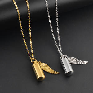 Collier urne commémorative en acier inoxydable 316L plaqué or 14k 18k PVD, bijoux funéraires pour cendres - Product Image 3