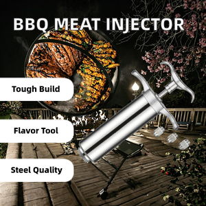 طقم حقنة بحقن ماء مالح احترافية من الفولاذ المقاوم للصدأ مع فرش وإبر للحوم والدواجن وشواء اللحم وشواء الشواء - Product Image 3