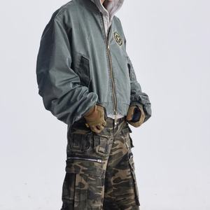 Veste bomber ample et délavée, coupe ample, avec logo sur le devant, coupe-vent, écologique, pour homme, fabriquée sur mesure, pour l'hiver, style streetwear - Product Image 3