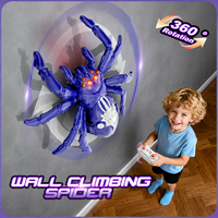 Jouet Araignée Télécommandée pour Enfants, Grimpeur Mural, Robot RC, en Plastique, Réaliste, Rotative, avec Lumières LED