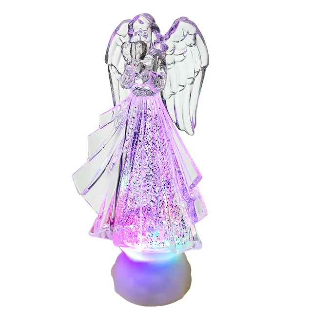 Venda direta da fábrica bela decorativa artesanato de natal atacado luz para cima do anjo acrílico