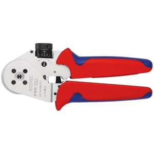KNIPEX 97 52 63 Pince à sertir à quatre mandrins pour contacts tournés avec gaines multi-composants chromées 180 mm - Product Image 1