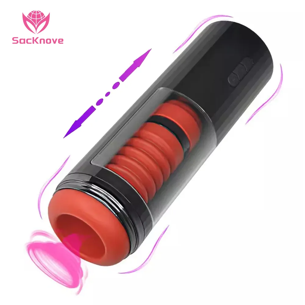 SacKnove New Sex Toys Realistic Electric 7 Frequency Male Masturbation Cup Vibrator Telescopic Thrusting Masturbator For Men