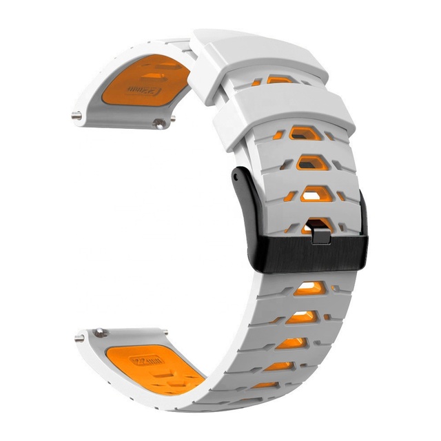 20mm Two Color Replacement Watch Band Strap for Samsung Galaxy Watch 4 44mm / Garmin / Huawei Rubber Silicone Strap