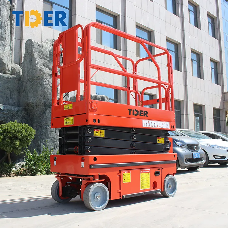 TDER 공중 리프트 전기 작업 플랫폼 8 미터 10 미터 12 미터 14 미터 작업 높이 가위 작업 플랫폼 판매