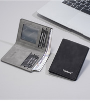 Dompet Kulit PU Pria dengan Logo Custom, Dompet Lipat Dua Saku Depan, Dompet Tipis untuk Kartu, Dompet Kulit Bermerek untuk Pria