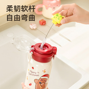 Bottle Cleaning Brush For Baby Straw Cup With Mushroom Handle Soft Bristle Long Reach 2 In 1 Set - Product Image 2