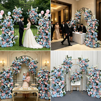 Ensemble d'arrangements floraux artificiels bleu et rose, roses en soie et hortensias pour arche de mariage, décoration de scène, fête des Mères, Noël