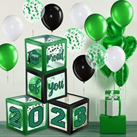 HAWIN 2023 Graduation Ballon Box Décorations Avec Ballon et Guirlandes Lumineuses LED Félicitations 2023 Grad Party Supplies 44 Pièces/Ensemble