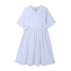 Factory <strong>Hot</strong> Sale Summer Breathable Thin Short Sleeve Drawstring Children Baby <strong>Linen</strong> Dresses Baby Girls Dress <strong>Linen</strong> <strong>Clothing</strong> - Product Image 6