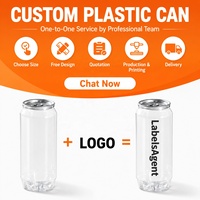 Boîtes de soda en plastique PET transparentes avec logo personnalisé, motif à anneau de traction, ouverture facile pour les boissons gazeuses