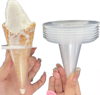 Support en plastique jetable en PP pour cornets de crème glacée, plateau hygiénique anti-goutte pour cornets croustillants, gobelet carré populaire pour crème glacée